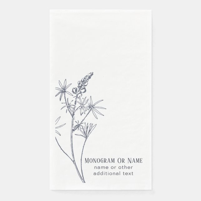 Texas Wildflower Bluebonnet Family Last Name Paper Guest Towels (Front)