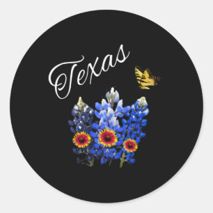 Texas Wildflower Butterfly Home State Bluebonnet Classic Round Sticker