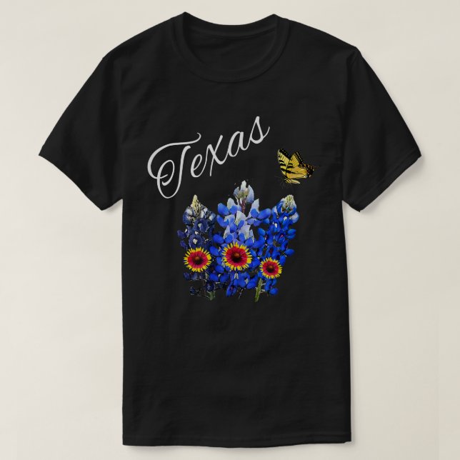 Texas Wildflower Butterfly Home State Bluebonnet G T-Shirt (Design Front)
