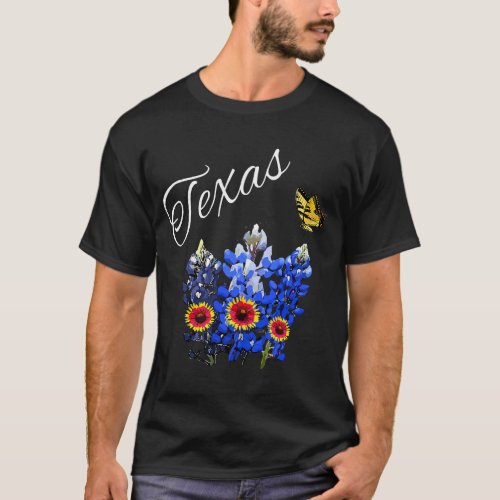 Texas Wildflower Butterfly Home State Bluebonnet G T_Shirt