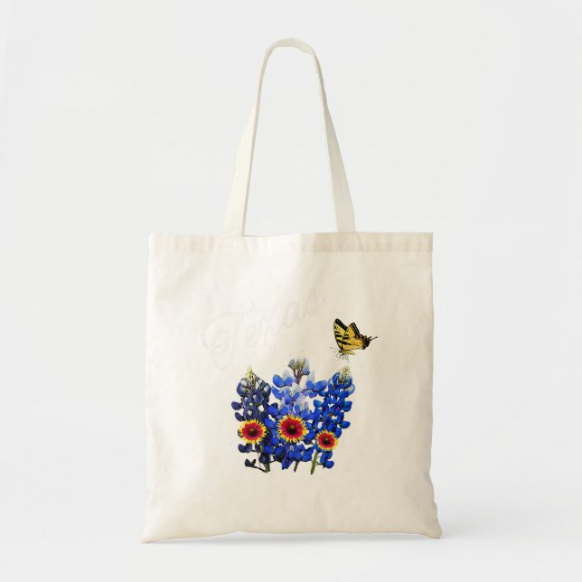 Texas Wildflower Butterfly Home State Bluebonnet G Tote Bag (Front)