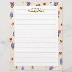 Texas Wildflower Lined Letterhead