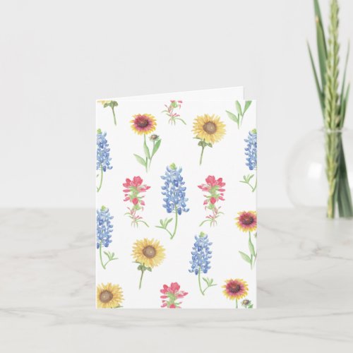 Texas Wildflower Pattern Blank Note Card