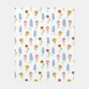 Texas Wildflower Pattern Fleece Blanket