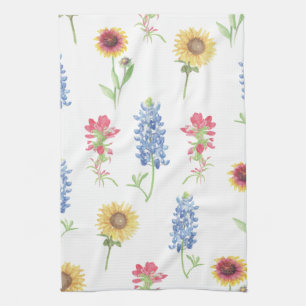 Texas Wildflower Pattern Kitchen Towel