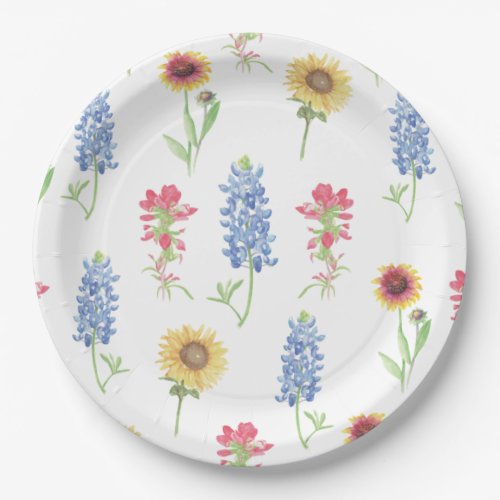Texas Wildflower Pattern Paper Plates