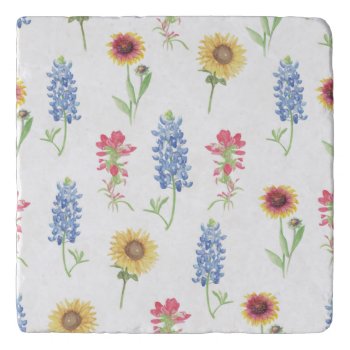 Texas Wildflower Pattern Trivet by Eclectic_Ramblings at Zazzle