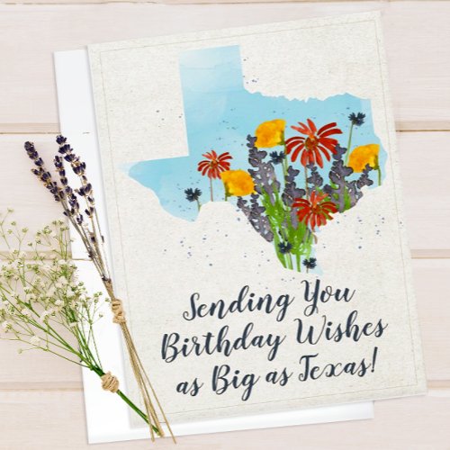 Texas Wildflowers Birthday Card