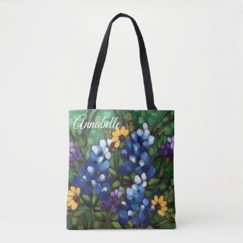 "texas Wildflowers-bluebonnets" Custom Tote Bag by JustBeeNMeBoutique at Zazzle
