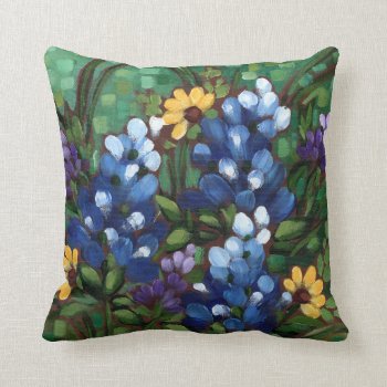 "texas Wildflowers - Bluebonnets" Throw Pillow by JustBeeNMeBoutique at Zazzle