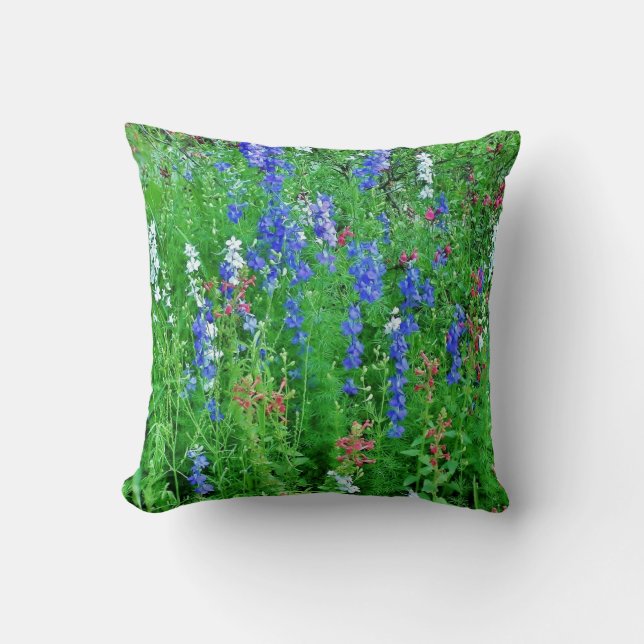 Texas Wildflowers Throw Pillow (Front)