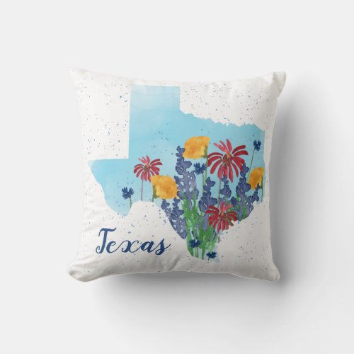 Texas Wildflowers Throw Pillow