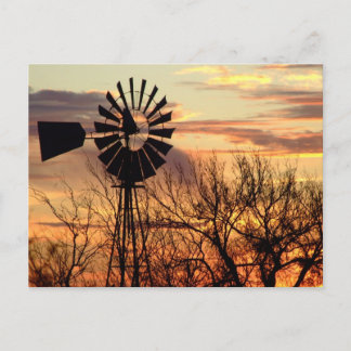 Texas windmill sunset postcard