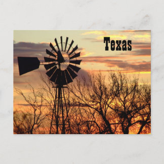 Texas windmill sunset postcard