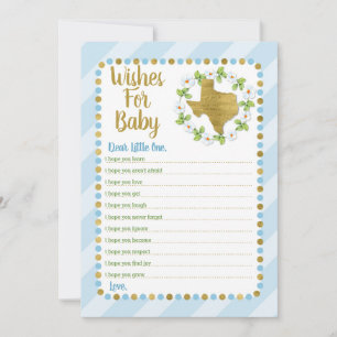 Texas Wishes For Baby Shower Game Blue Gold Invitation