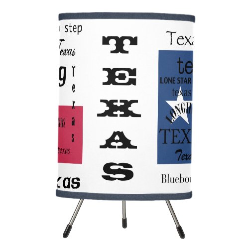 Texas Word_Cloud_with Texas FlagCustomize Tripod Lamp