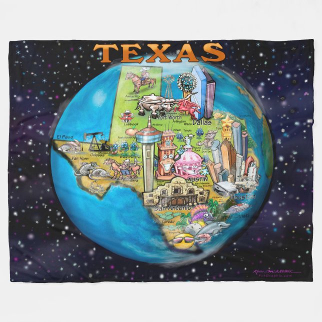 Texas World Fleece Blanket (Front (Horizontal))