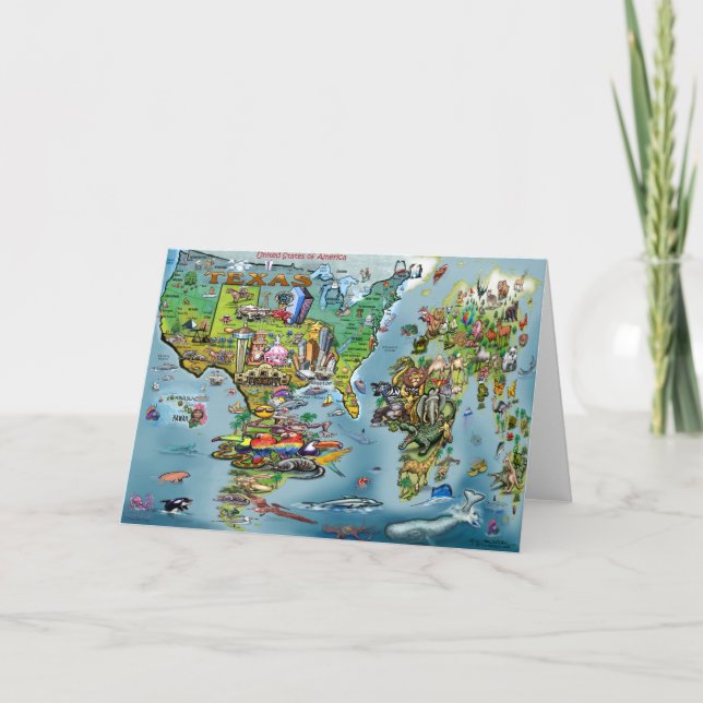 Texas World Map Card (Front)