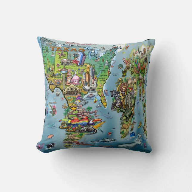 Texas World Throw Pillow (Front)
