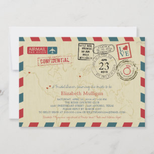 TEXAS World Traveler Airmail Bridal Shower Invitation