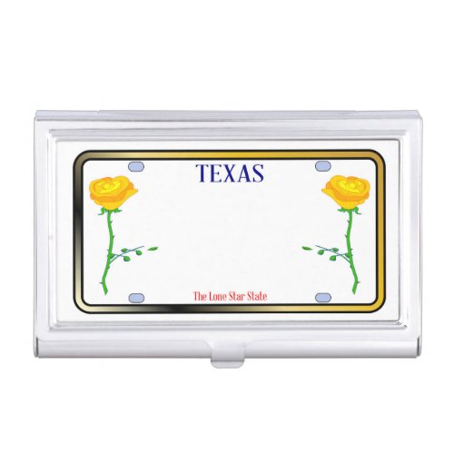 Texas Yellow Rose License Plate Business Card Case