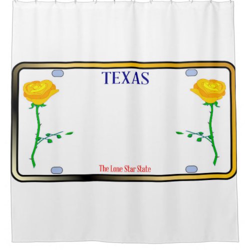 Texas Yellow Rose License Plate Shower Curtain