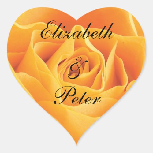 Texas Yellow Rose Personalized Wedding Heart Sticker
