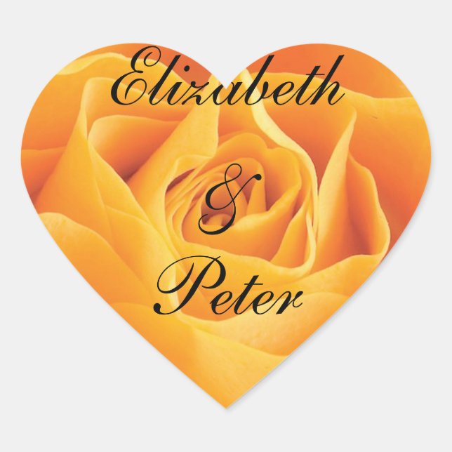 Texas Yellow Rose Personalized Wedding Heart Sticker (Front)