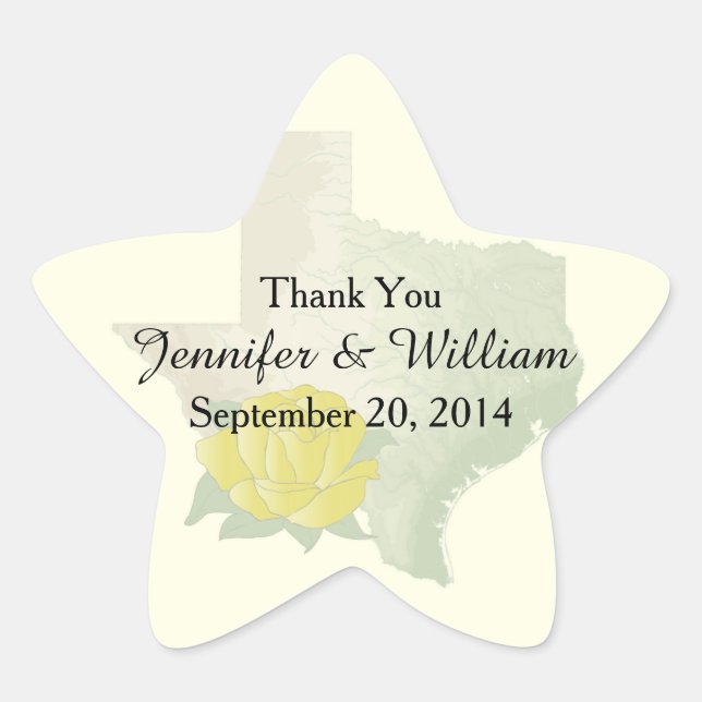 Texas Yellow Rose Wedding Favor Sticker (Front)