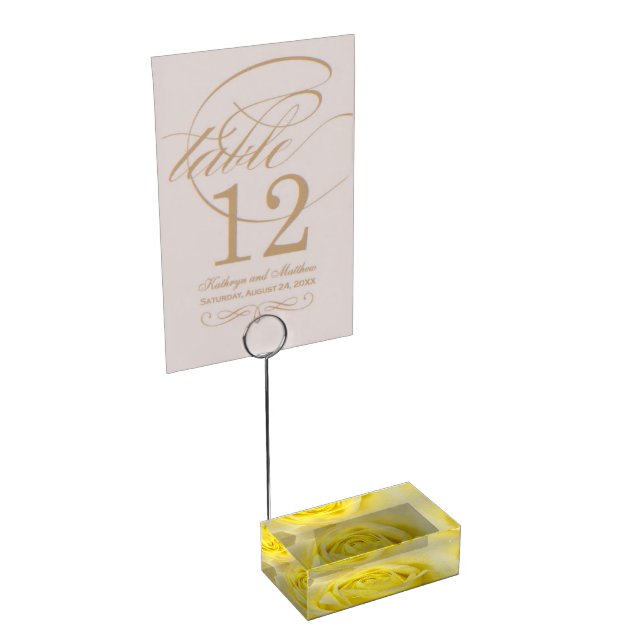 Texas Yellow Rose Wedding Table Card Holder (Corner)