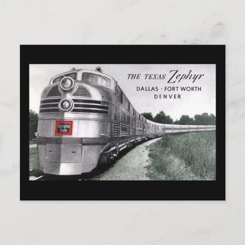 Texas Zephyr Train Vintage Postcard