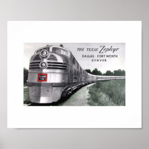 Texas Zephyr Train Vintage Poster