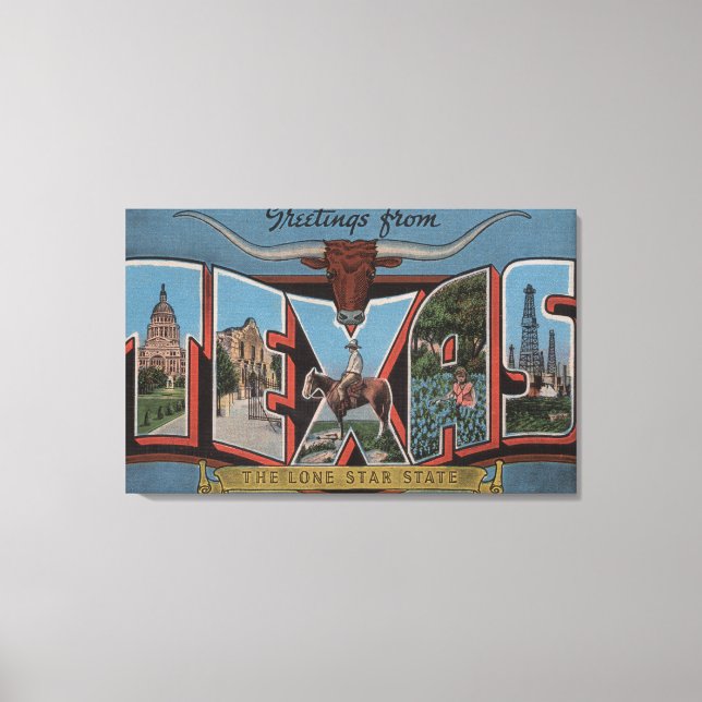 TexasLarge Letter Scenes 2 Canvas Print (Front)