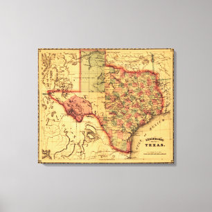 TexasPanoramic Map Canvas Print