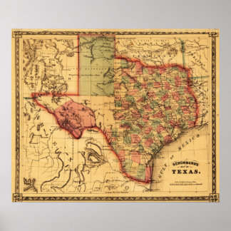 TexasPanoramic Map Poster