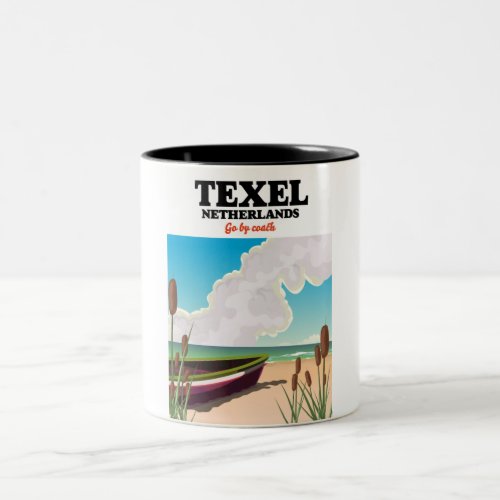 Texel Netherlands travel poster Two_Tone Coffee Mug