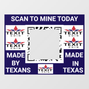 TeXit Coin Cobalt QR Code with TeXit Coin logo Window Cling
