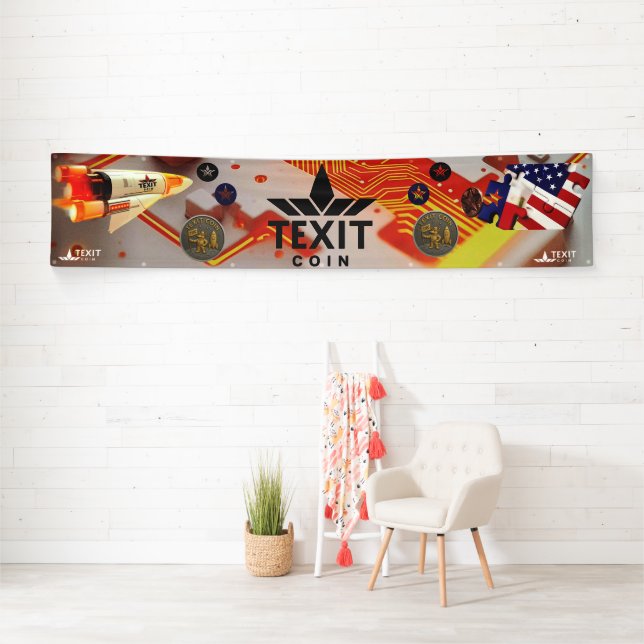 Texit Coin Official LOGO with Rocket Ship  Banner (Insitu)