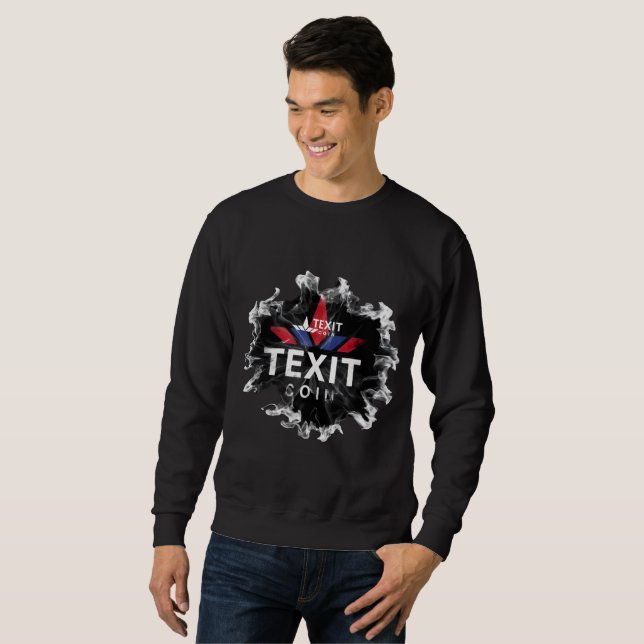 TexitCoin Offilical Logo on Back M or F Black Long Sweatshirt (Front Full)