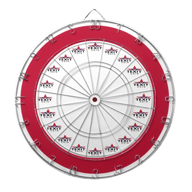 TexitCoin Red and White with Texit Logo Dart Board (Front)