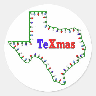 TeXmas Lights Classic Round Sticker