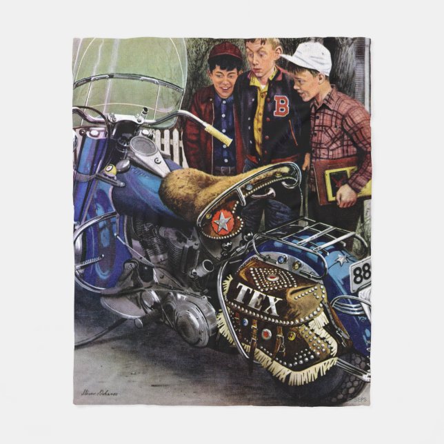 Tex's Motorcycle Fleece Blanket (Front)