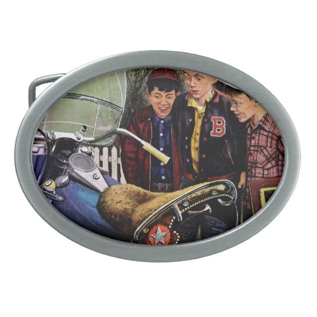 Tex's Motorcycle Oval Belt Buckle (Front)