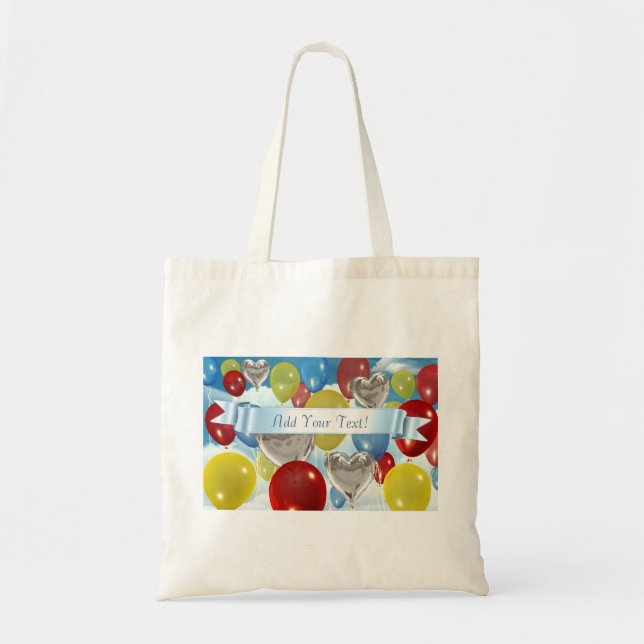 Text Added Sky Balloons Customizable Tote Bags (Front)