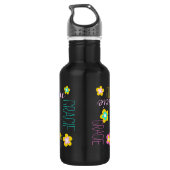 Text and flowers girls name Gracie water bottle (Back)