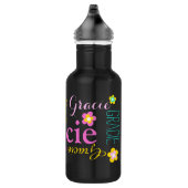 Text and flowers girls name Gracie water bottle (Right)