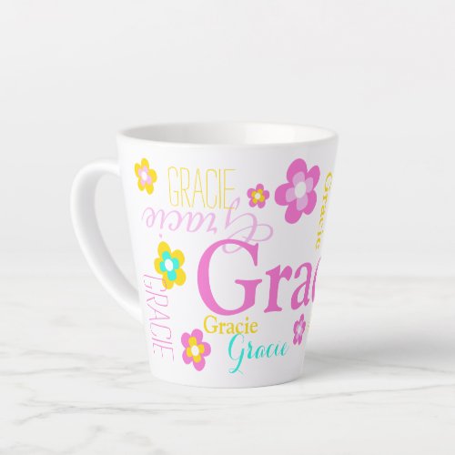 Text and graphic flowers girls name Gracie Latte Mug