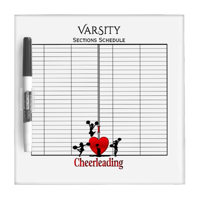 Text and Grid  Cheerleading Dry Erase Board (Front)
