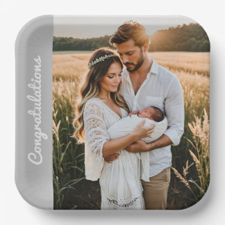 text and photo custom personalized party photo paper plates