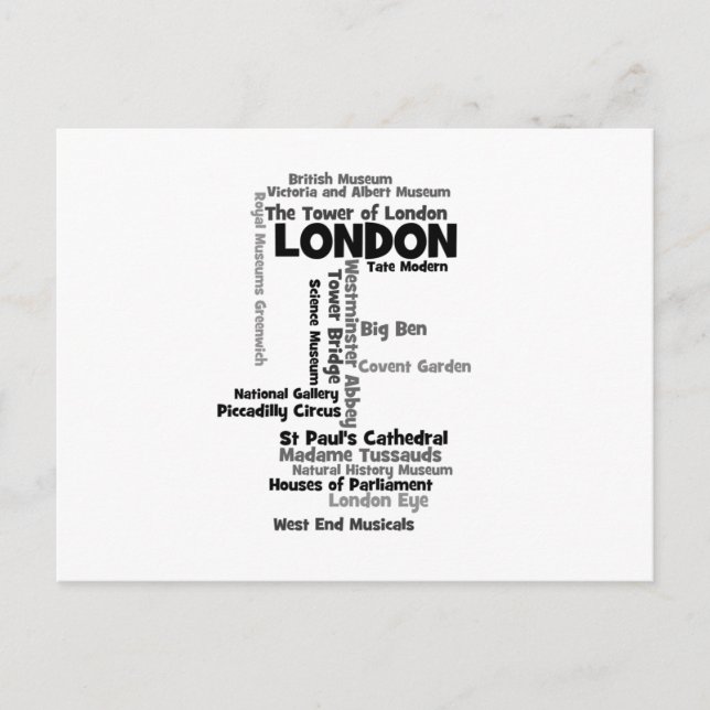 Text Art "London" Postcard (Front)